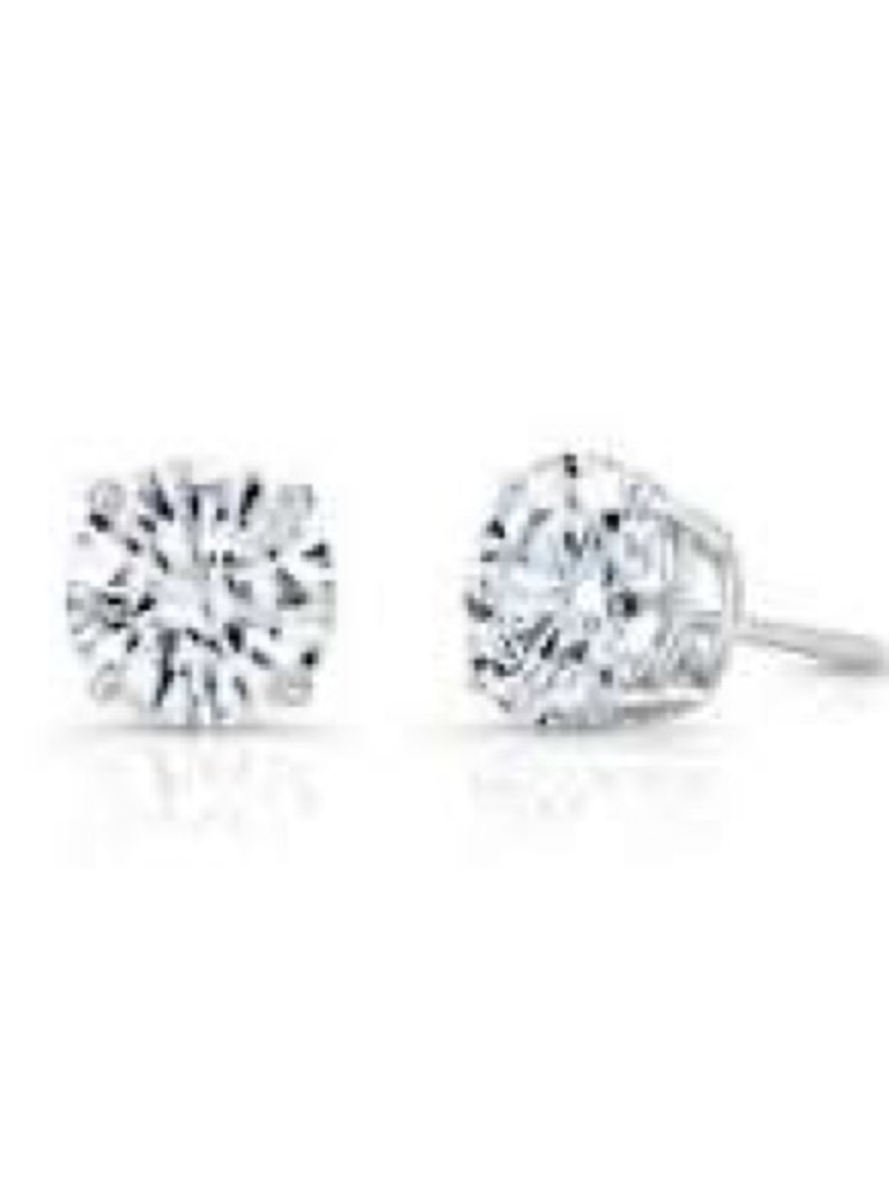 Classic White Diamond-Cut Stud Earrings - Unbranded